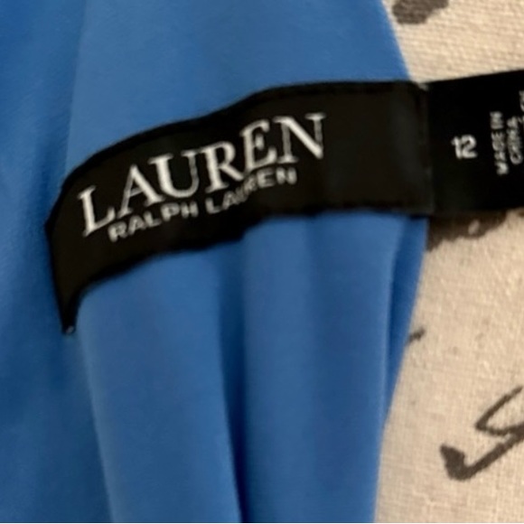 Ralph Lauren Evening Dress Exquisite Blue Halter Chain Neckline True to Size 12 - Picture 10 of 14